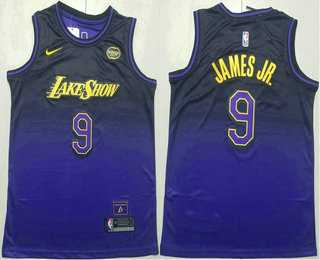 Men%27s Los Angeles Lakers #9 Bronny James Jr Purple 2024 City Edition Swingman Sponsor Stitched Jersey->memphis grizzlies->NBA Jersey